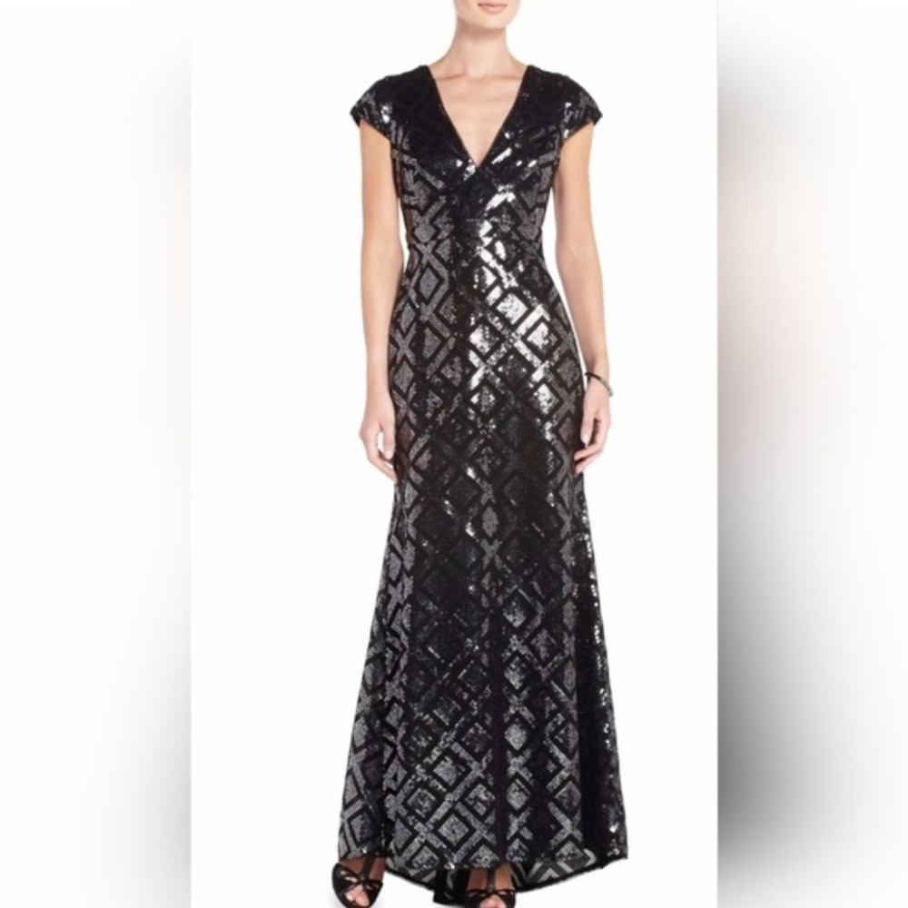 BCBG Elegant Black Sequin Gown SIZE 4